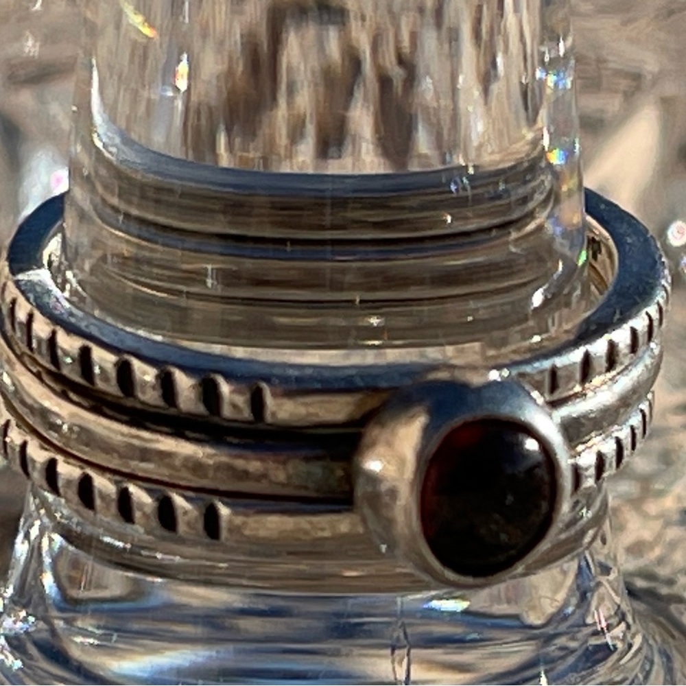 Garnet & Sterling Stack Rings (3) - Picture 10 of 14